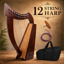 Irish Celtic 12String Harp Rosewood Musical Instrument Harp With String,Key,Bag
