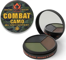 Arcturus 3-Color Camo Face Paint - Water & Sweat Resistant - Built-In Mirror for