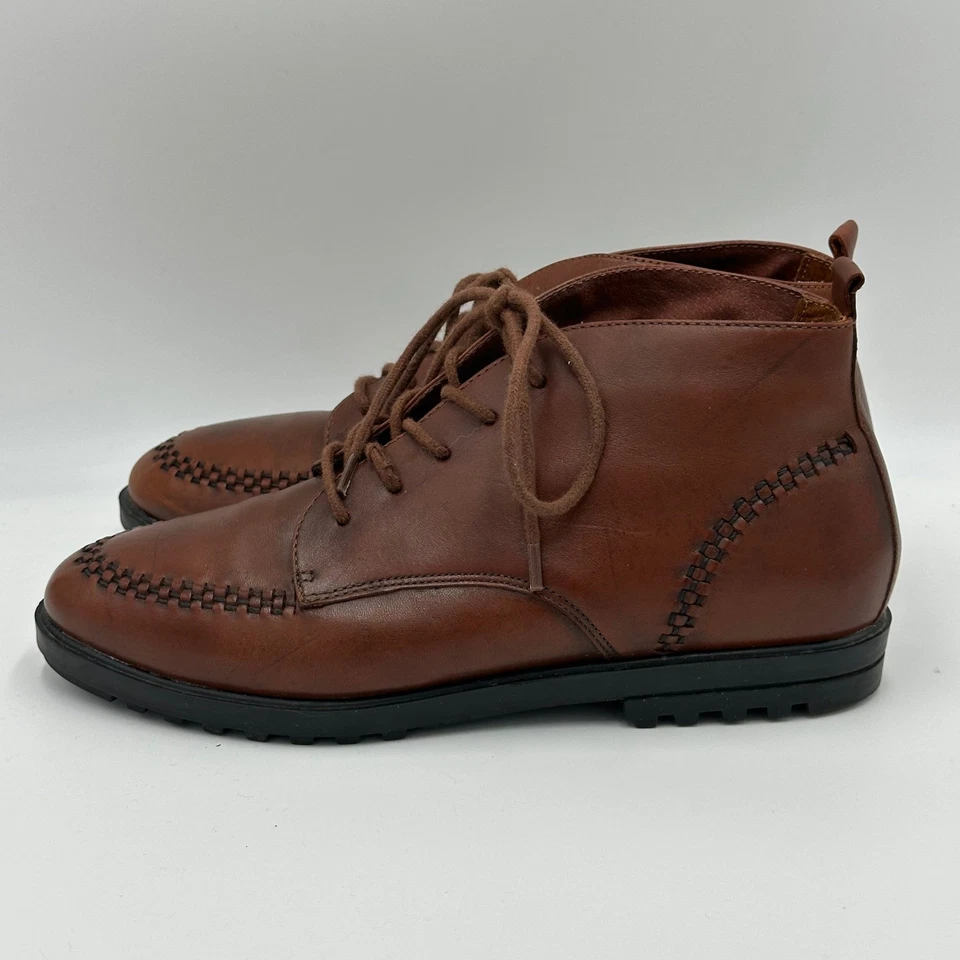 Botas chukka vintage Sporto para mujer talla 7M de cuero con cordones al tobillo marrón rojizo Foto 2 de 4