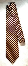 Vtg Brooks Brothers Makers USA Men's Burgundy Red Gold Stripe All Silk Necktie