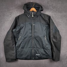 Patagonia Light Smoke Flash Jacket Womens Large Black Hood Full Zip Lined Shell