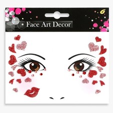 Valentine's Day Face Gems Face Jewels Stickers Red Love Heart Lip Self Adhesi...
