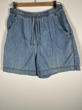 Vintage 80s Lizwear light denim high waisted elastic waist retro shorts M