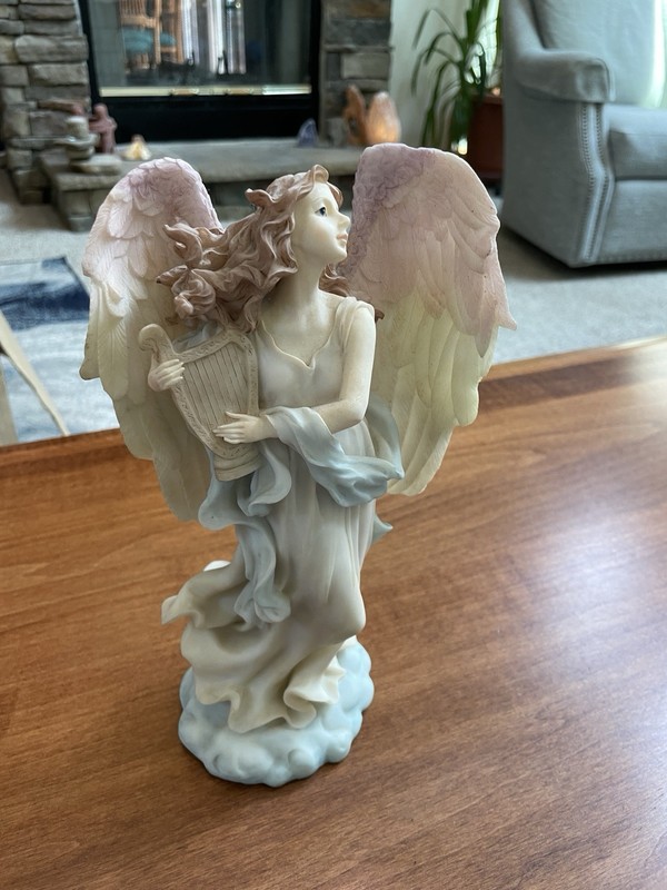 Herco Gift Professional Beautiful Angel With Harp  10” Tall
