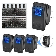 Rocker Switch for Marine Boat Car 12-24V SPST ON-OFF 4PIN Blue LED Waterproof