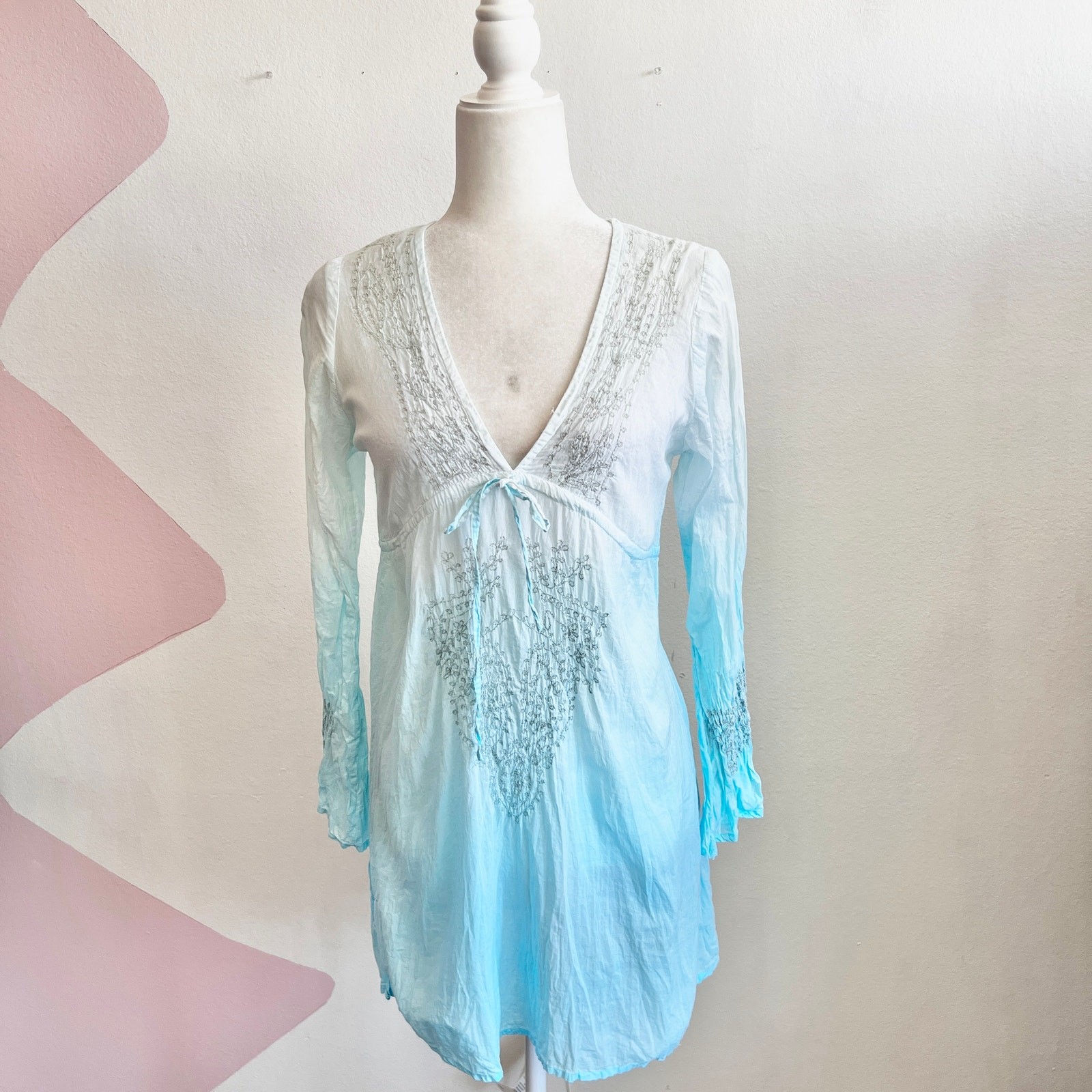 Ravinya Embroidered Cover Up Y2K Boho Festival Retro Medium