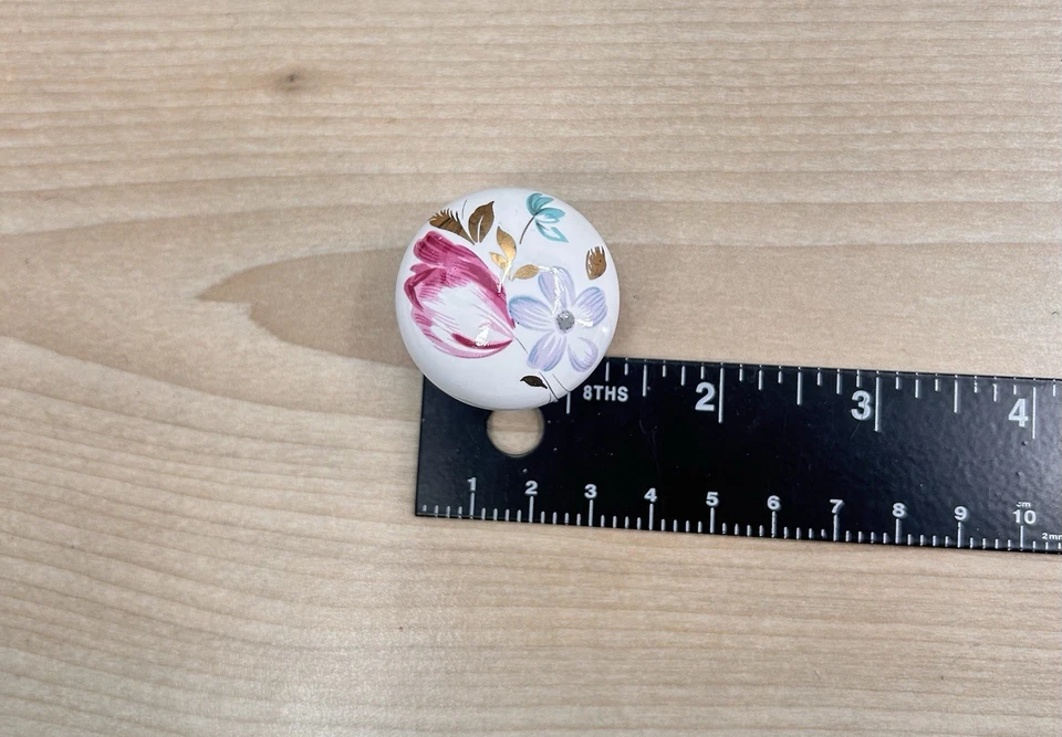 16 perillas de gabinete de cajón florales de porcelana vintage con detalles dorados hechas en Japón NUEVO Foto 3 de 4