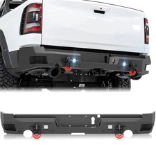 Rear Bumper w/ Sensor Holes& License Plate Lights For 21-2024 Dodge Ram 1500 TRX