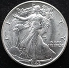 KAPPYSCOINS GH716 1943  GEM ORIGINAL BU SILVER  WALKING LIBERTY HALF DOLLAR