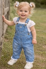 Vintage Baby Guess Denim Overalls 24M Snap Leg USA Style Blue Jean 90s Toddler