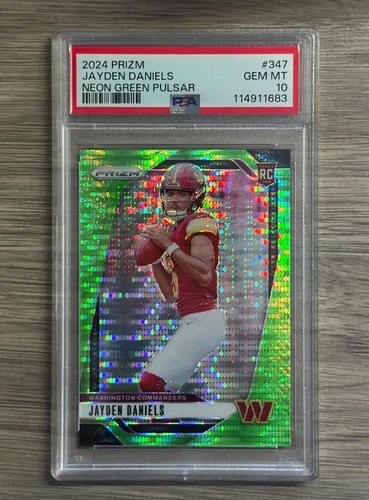 2024 Panini Prizm Jayden Daniels 347 Neon Green Pulsar Prizm PSA 10