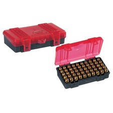 Plano 50 Count Handgun Ammo Hard Case Grey/Red Ammunition Box 9mm, .38 .44 .45
