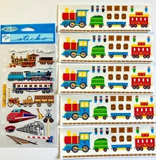 Sticko & Mrs. Grossman's TRAIN THEME sticker lot of 6.