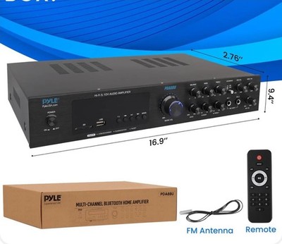 Pyle PDA8BU 5 Channel Bluetooth AV Receiver with Microphone and USB SD Inputs