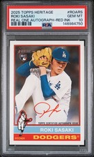 2025 Topps Heritage - Roki Sasaki Real One Auto Red Ink #/76 #ROA-RS PSA 10