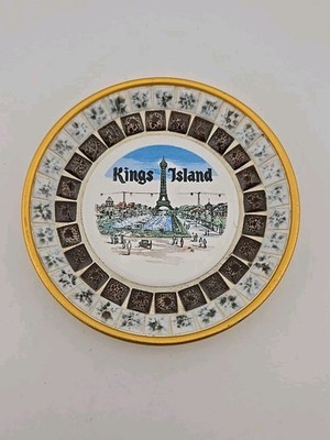  Vtg 1975 Kings Island Souvenir Plate Mosaic Tile Eiffel Tower Spin Japan Dish