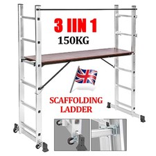 Rolling Scaffolding Aluminum Folding Industrial Work Platform Stairs Ladder 3in1
