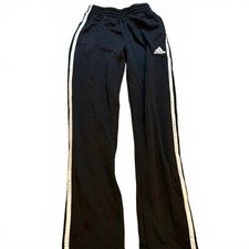 Adidas Boys Medium Black Track Pants with White Stripes