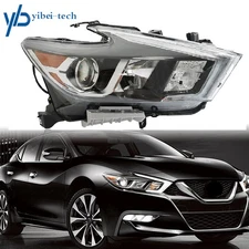 Right Passenger Side For Maxima 2016-17-2018 Headlight w/ LED DRL Black Housing
