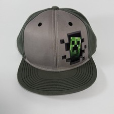 Minecraft Creeper Inside Hat Designed by Jinx Flat Fitty Gray Snapback Cap