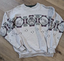 Vintage Art Unlimited Wolf Heather Gray Sweatshirt Size XL