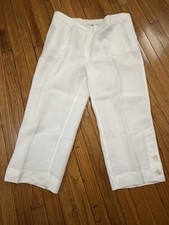 Chico's White Linen Cropped Pants Women's Size 3 US 16