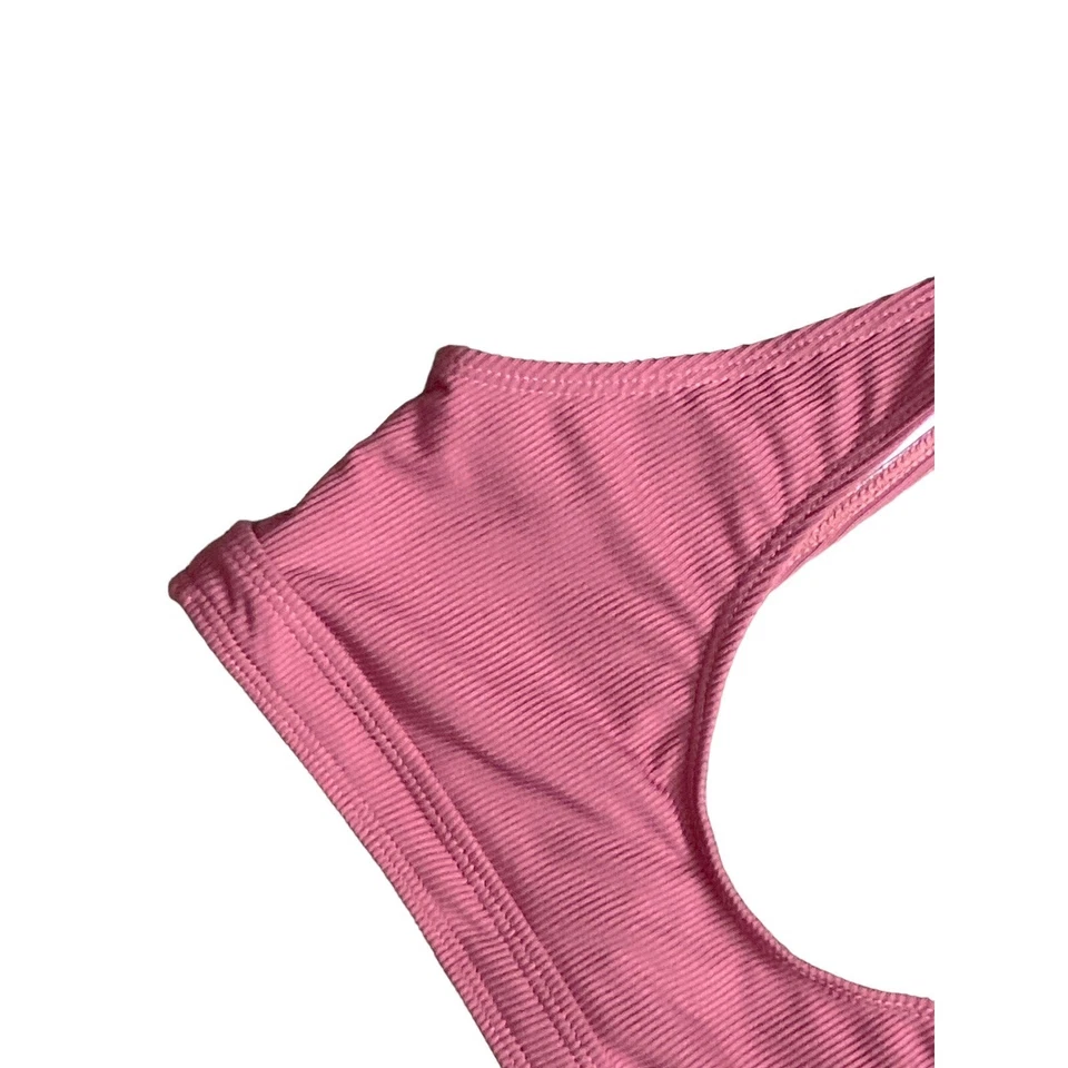 ROMWE Mujer Talla Pequeña Rosa Sin Mangas Bikini Tanque Natación Traje Top Foto 3 de 4