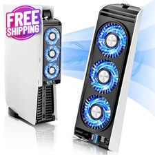 PS5 Cooling Fan with LED Light  Quiet Dual Speed Cooler USB 3.0  Disc Digital