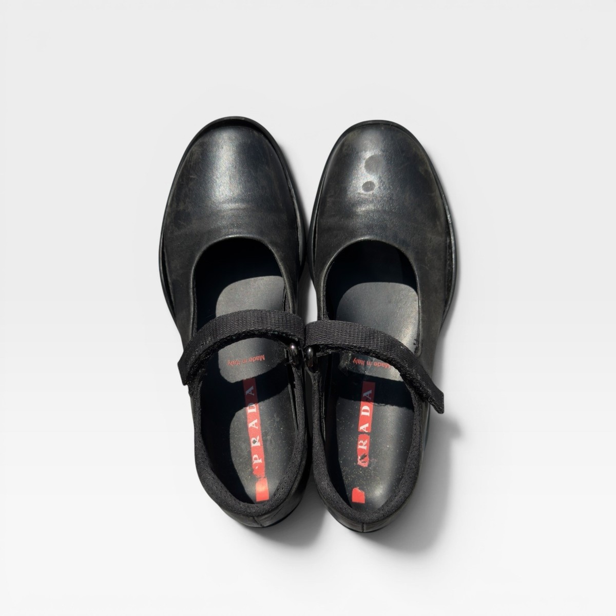 専用 Prada Black Leather Mary Jane Prada Black Leather Mary Jane Flats Strap Women's EU 35.5 / US 5