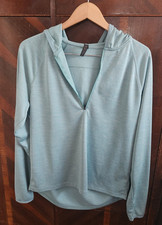 Z by Zella Activewear 1/2 Zip Pullover LS Hoodie Aqua Green/Blue Heather Size M