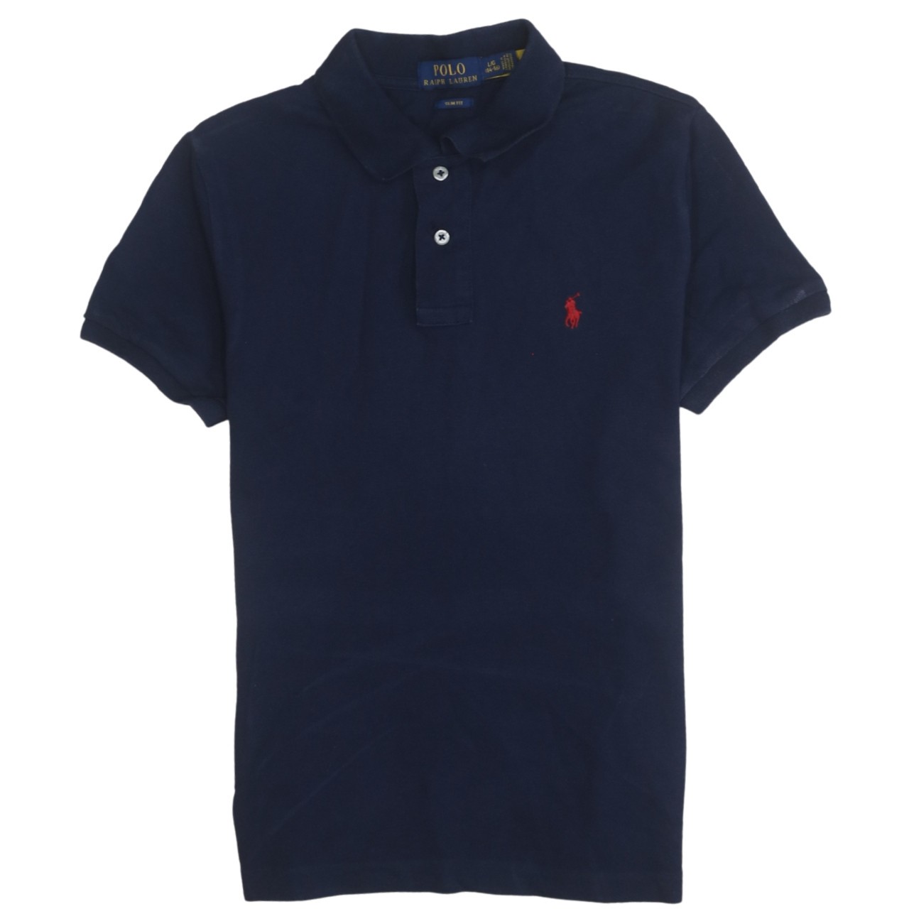 Polo Ralph Lauren Womens Navy Blue Polo Shirt Cotton Embroidered Red Pony L