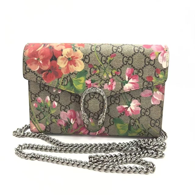 091534 Gucci Dionysus Chain Wallet GG Supreme Blooms Shoulder Bag