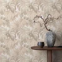 Vliestapete Dschungel Tropisch BläTter Creme Beige Taupe 10558-02 (2,95€/1Qm)