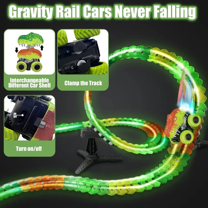 Dinosaur Race Car Tracks Toys Set for Kid Boy Girl Age3+ Birthday Gift Christmas - Image 3 of 4