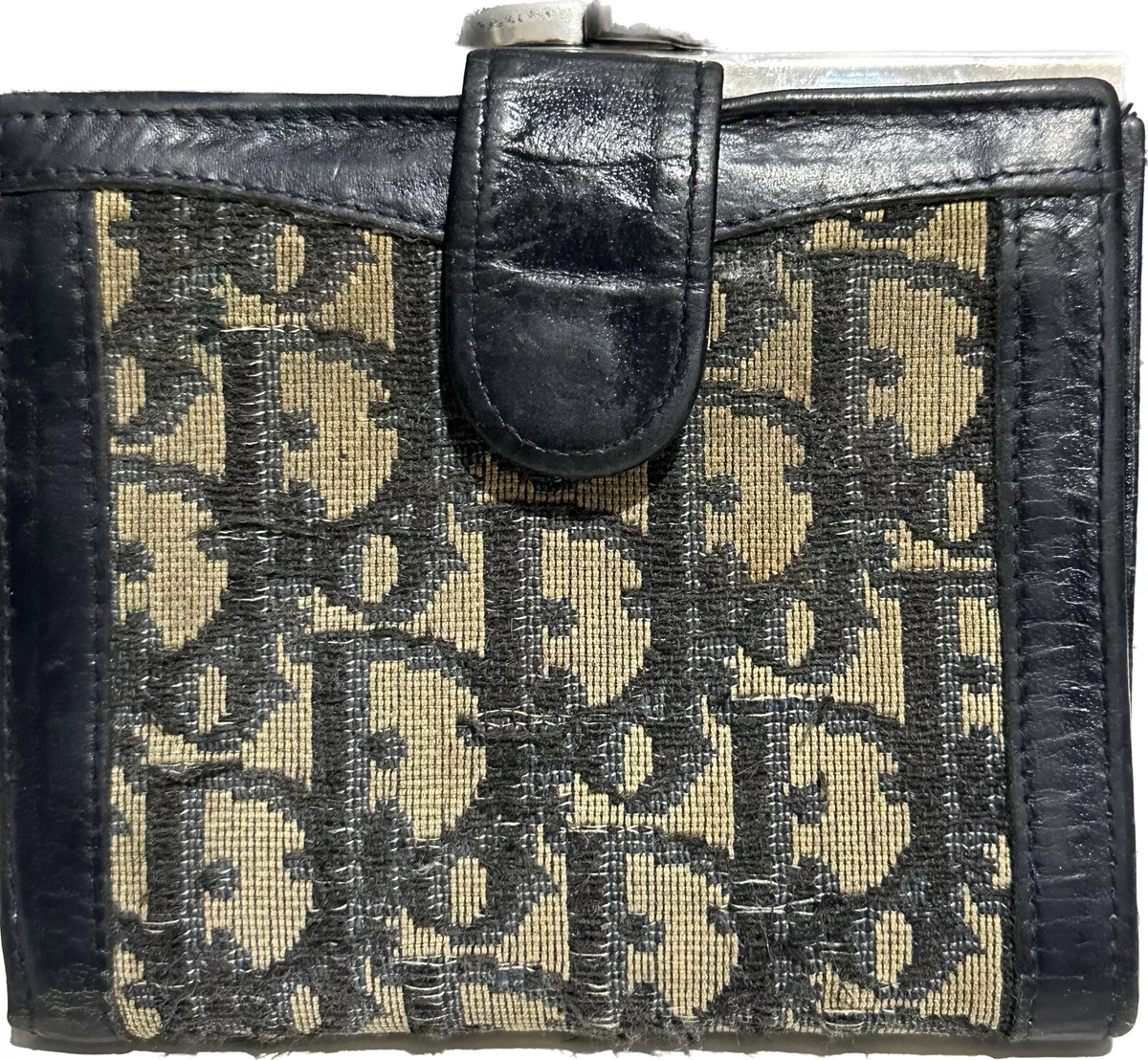 Christian Dior Vintage Black Leather Coated Canvas Monogram