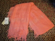 Collection 18 Sparkly Orange Scarf w/ Fringe 56" X 56" NEW NWT