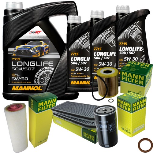 MANN-FILTER Inspektionspaket MANNOL 8L Longlife 5W-30 für BMW 7er 730d