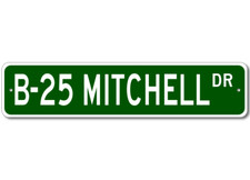 B-25 B25 Mitchell Airforce Pilot Metal Wall Decor Street Sign - Aluminum