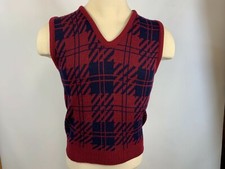 Vintage 60s 70s Mod Atomic Retro Sweater Vest Plaid Shirt Acrylic Small USA Made