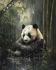 8x10 Matte Print Pandas in Rain-Soaked Bamboo Grove
