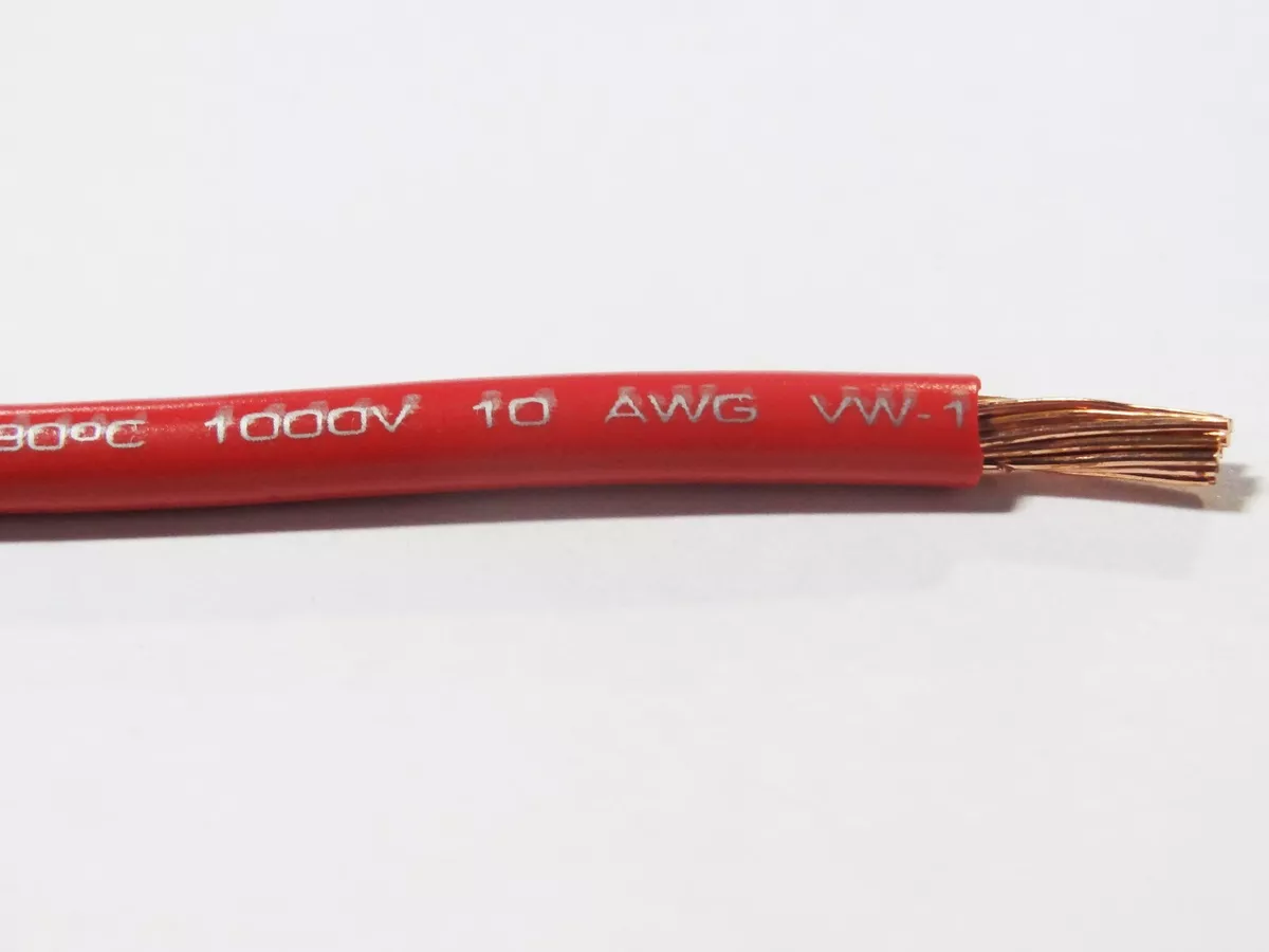 10 GAUGE WIRE RED 20' FT PRIMARY AWG STRANDED COPPER POWER REMOTE MTW