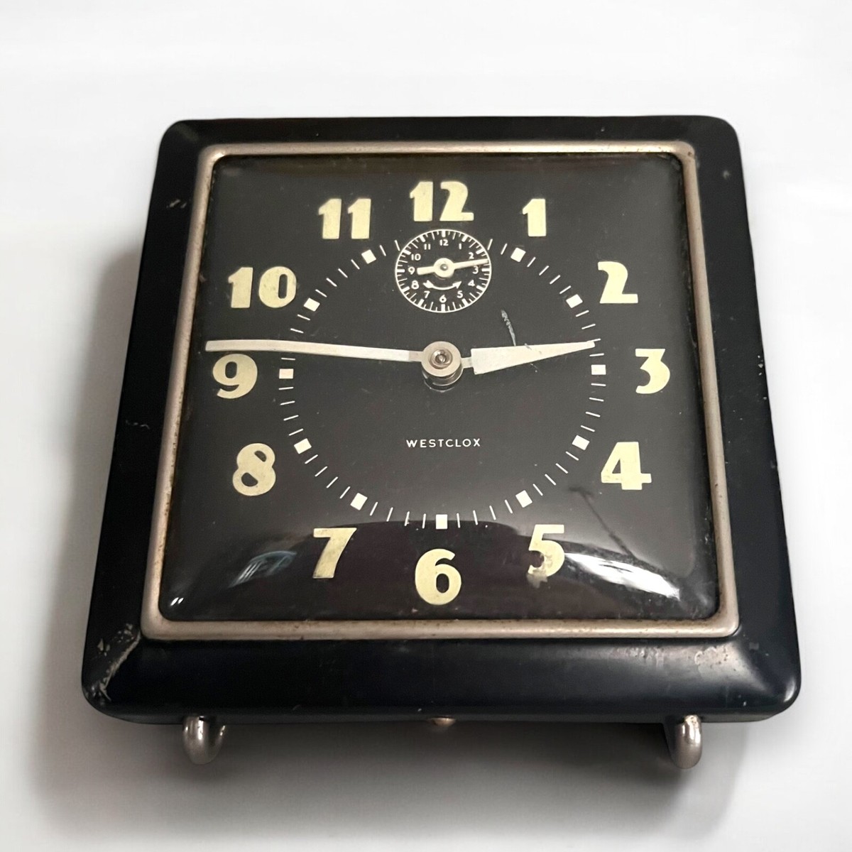Antique Westclox Spur Nightstand Desk Alarm Clock 1940's FOR Antique Westclox Spur Nightstand Desk Alarm Clock 1940's FOR