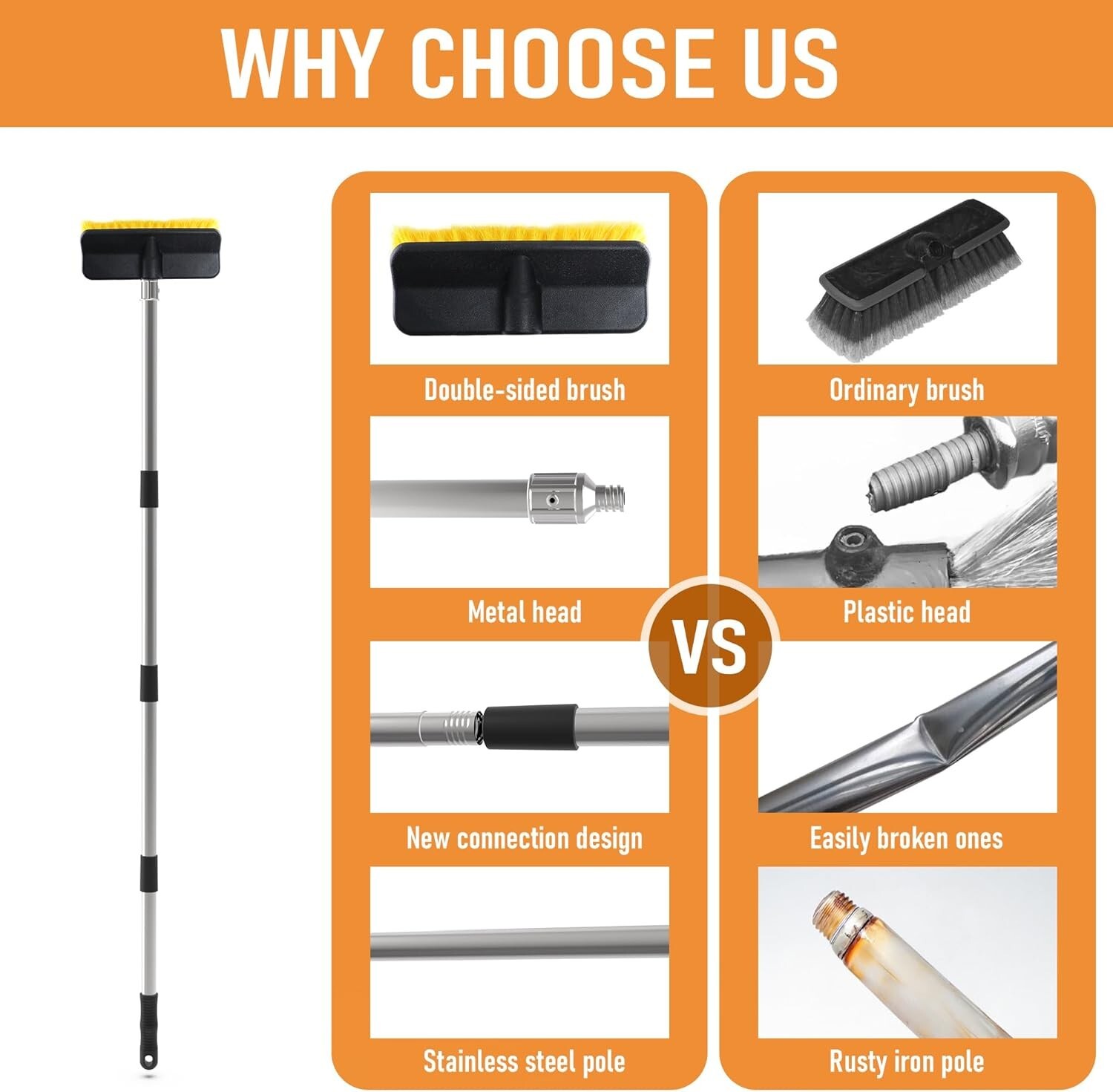 Car Wash Brush Bristle Super Soft Heavy Duty Clean Truck SUV Telescoping Handle