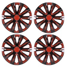 13 Set Of 4 Full Rim Snap On Hub Caps Wheel Covers Fit R13 Tire Blackred
