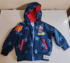 Disney Collection Mickey Mouse Full Zip Hoodie Toddler Sz 2 Navy Blue Red Stars
