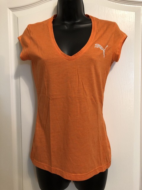 Puma Women's Orange Medium SS V-Neck Tee Shirt | eBay