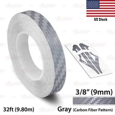 3/8" Roll Vinyl Pinstriping Pin Stripe Line Tape Sticker 9mm CARBON FIBER GRAY