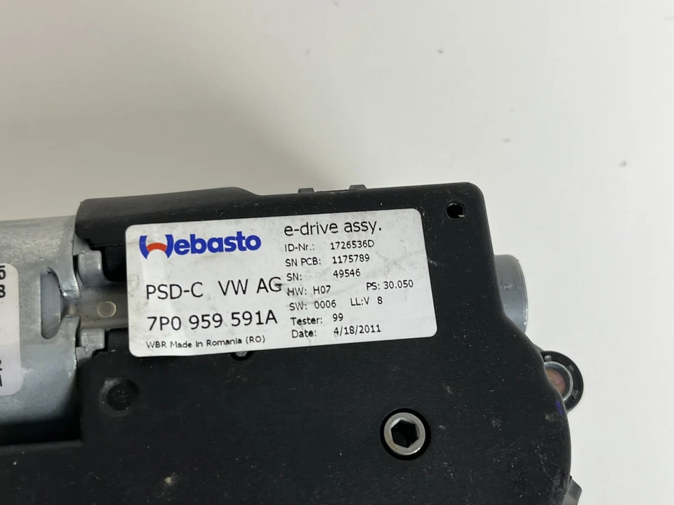 2012 Porsche Cayenne Panoramic Sunroof Sun Roof Motor 7P0959591A OEM - Image 2 of 4