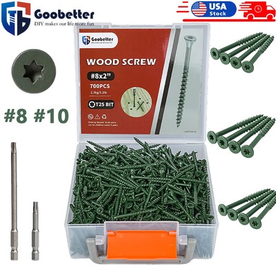 Green Deck Screws Set T25 Torx Self Tapping Wood Screws Exterior Deck Screw