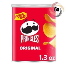 6x Cans Pringles Grab N' Go Original Flavored Potato Crisps Chips Snack - 1.3oz